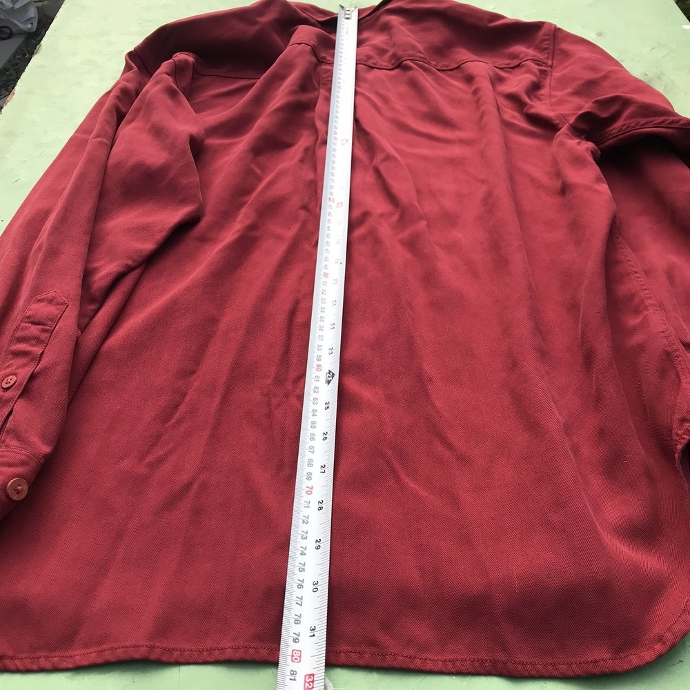 Tommy Bahama Mens Large Rose Red Button Up Shirt Long Sleeve Pocket 100% Silk - Picture 12 of 16